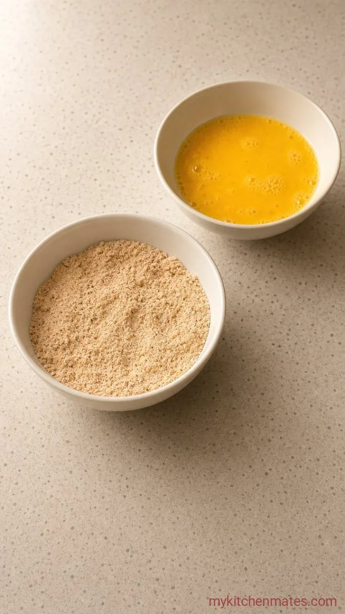 Step 1: Season the flour and whisk the eggs