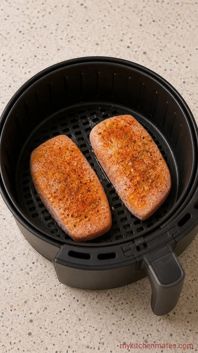 Flaky Air Fryer Frozen Salmon (From Frozen) Step 1: Season the Frozen Salmon