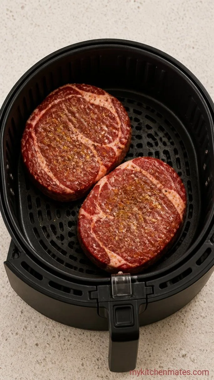 Quick Air Fryer Ribeye Steak, Juicy Every Time Step 1: Season the Ribeyes