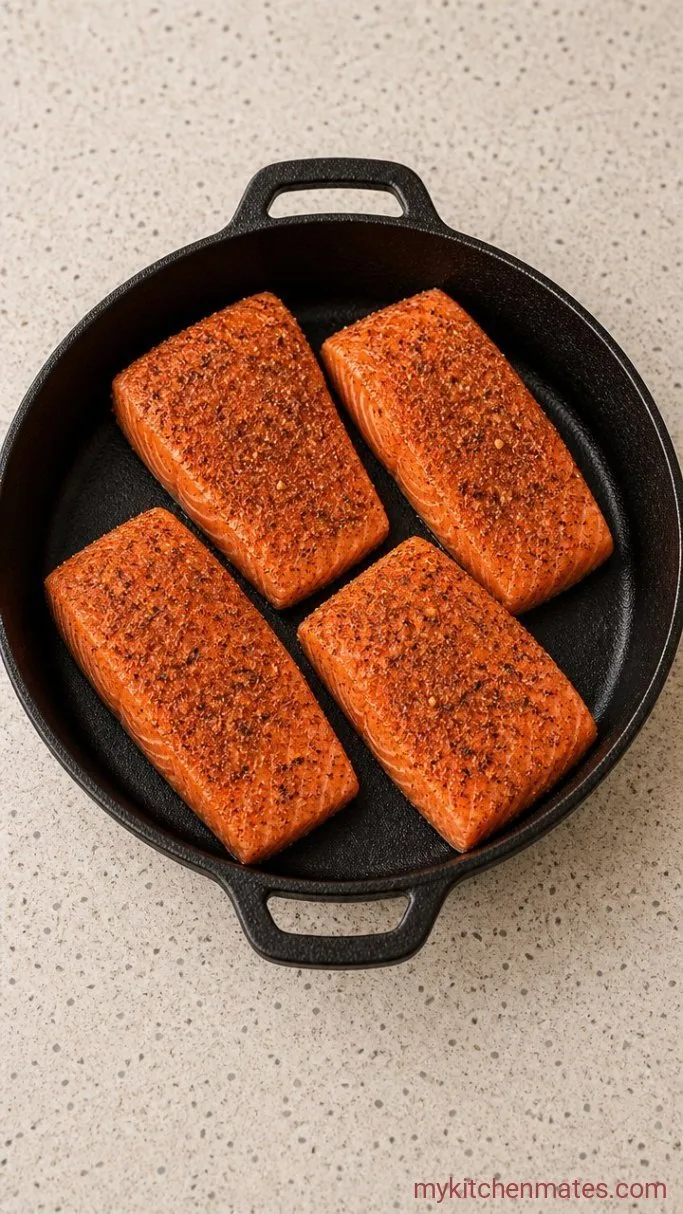 Sticky Cajun Honey Butter Salmon Step 1: Season the Salmon