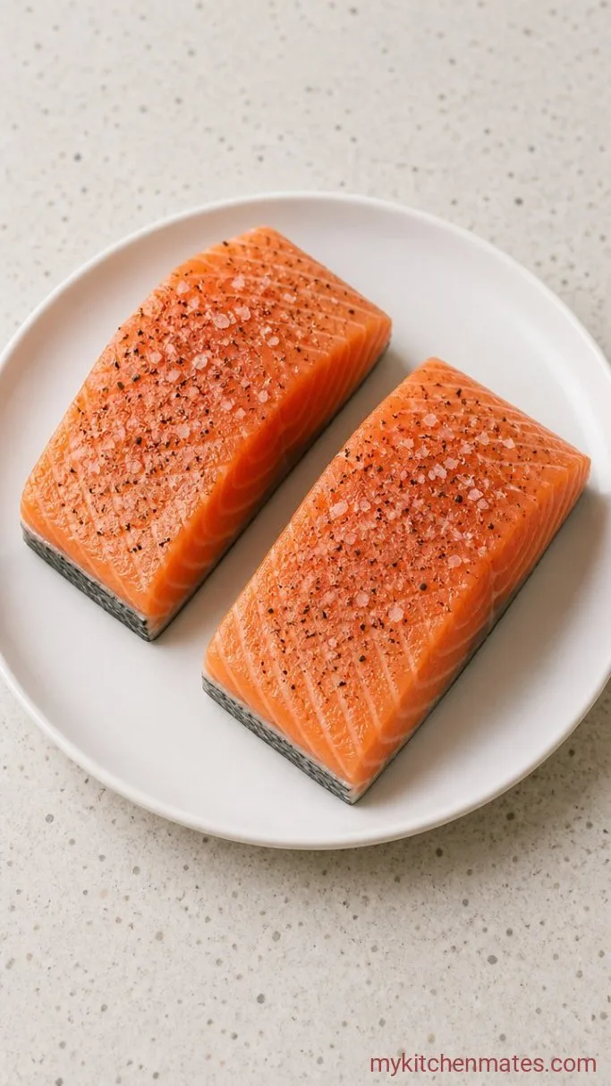 15-Minute Crispy Pan Fried Salmon Step 1: Season the Salmon