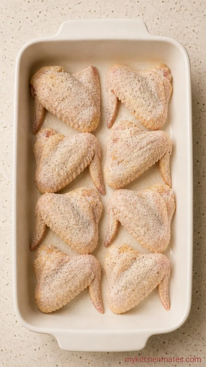 Crispy Baked Whole Chicken Wings with Soy-Garlic Glaze Step 1: Season the Wings