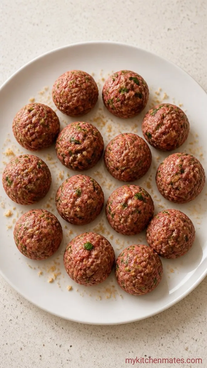 Mediterranean Lamb Meatball Bowls Step 1: Shape the meatballs