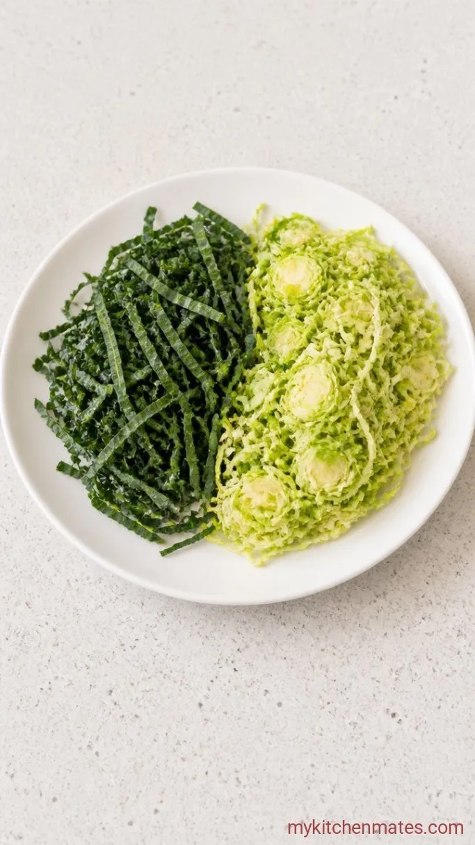 15-Minute Kale and Brussel Sprout Salad Step 1: Shave and Slice the Vegetables