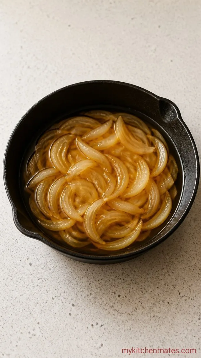 15-Minute Gyudon (Japanese Beef Rice Bowl) Step 1: Simmer the Broth and Onion