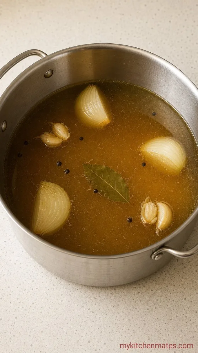 20-Minute Juicy Shredded Chicken Breast Step 1: Simmer the Broth with Aromatics