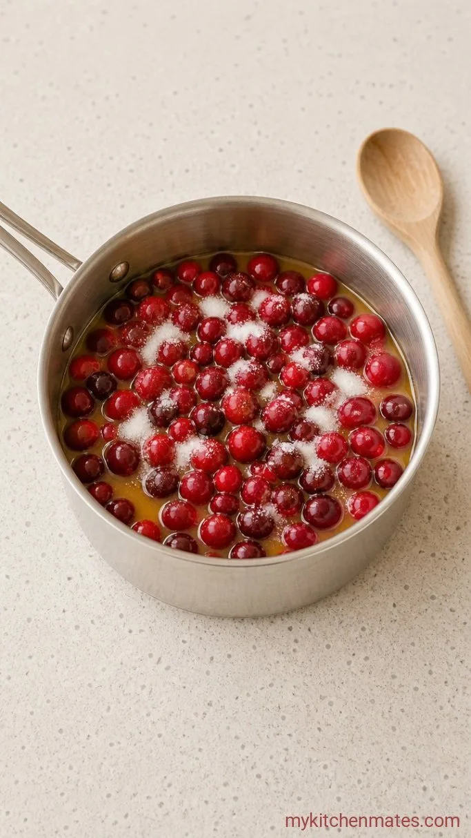 Simple 3-Ingredient Cranberry Sauce Step 1: Simmer the Cranberries