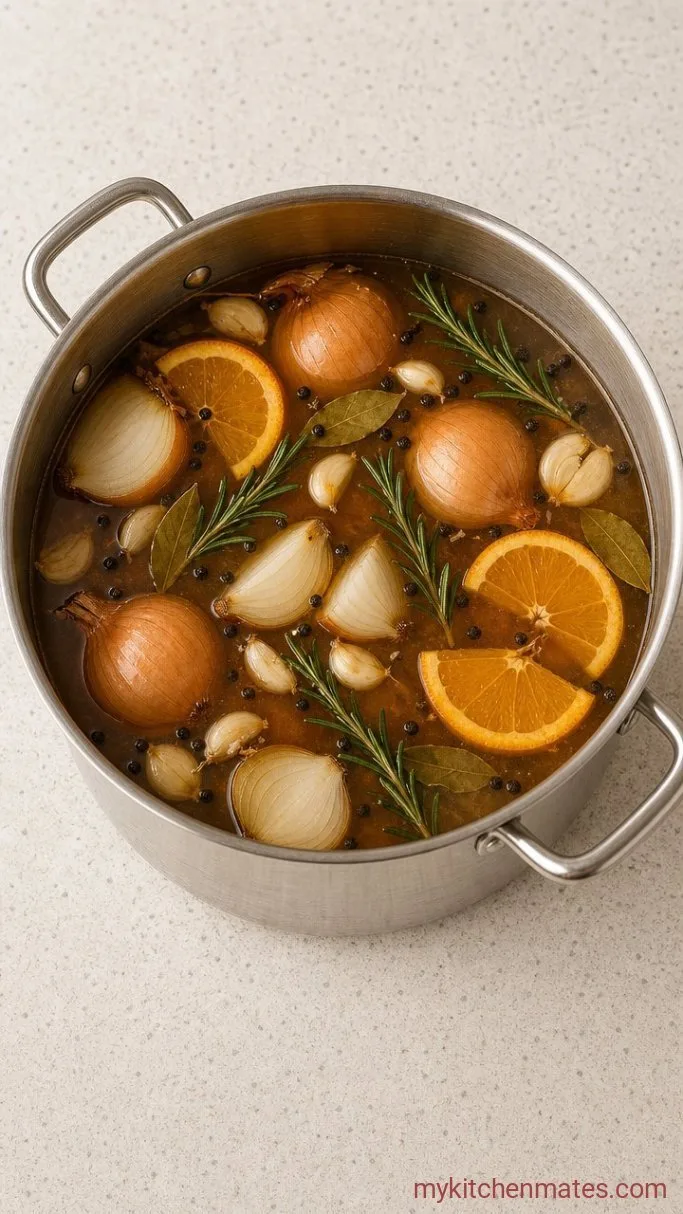Apple Cider and Herb Smoked Turkey Brine Step 1: Simmer the Flavor Base