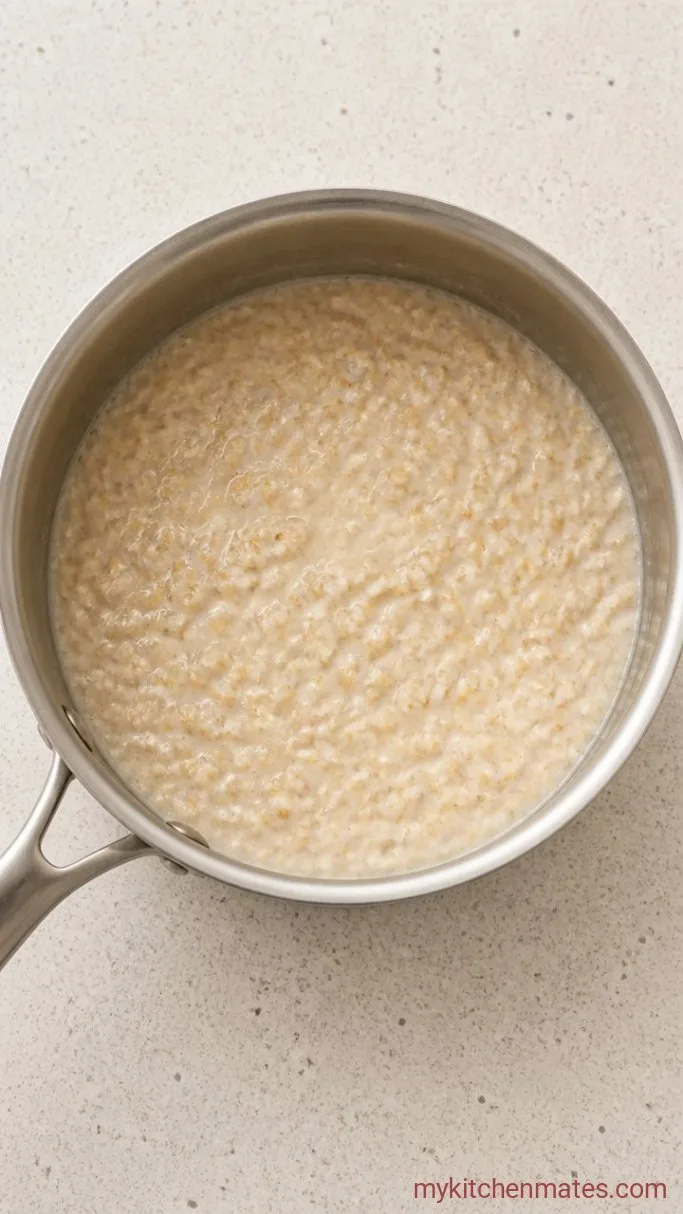 Creamy Peanut Butter Protein Oatmeal Step 1: Simmer the Oats