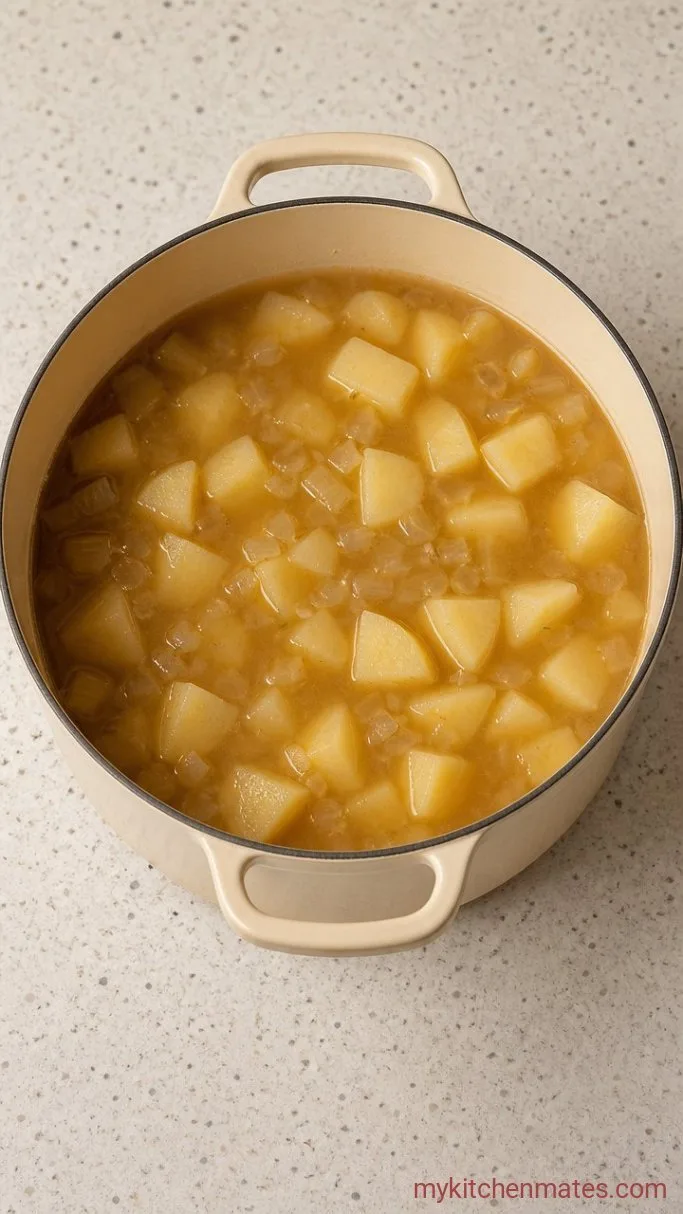 Creamy 4 Ingredient Potato Soup Step 1: Simmer the Potatoes and Onion