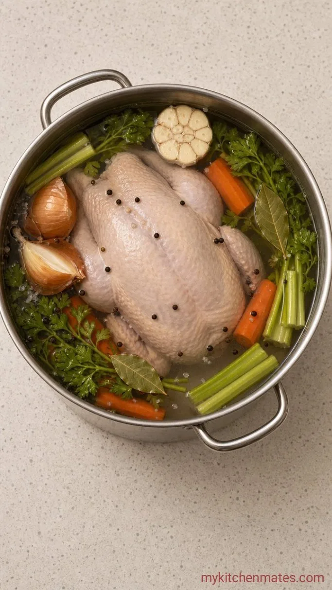 Homemade Chicken Noodle Soup Step 1: Simmer the Whole Chicken for Broth