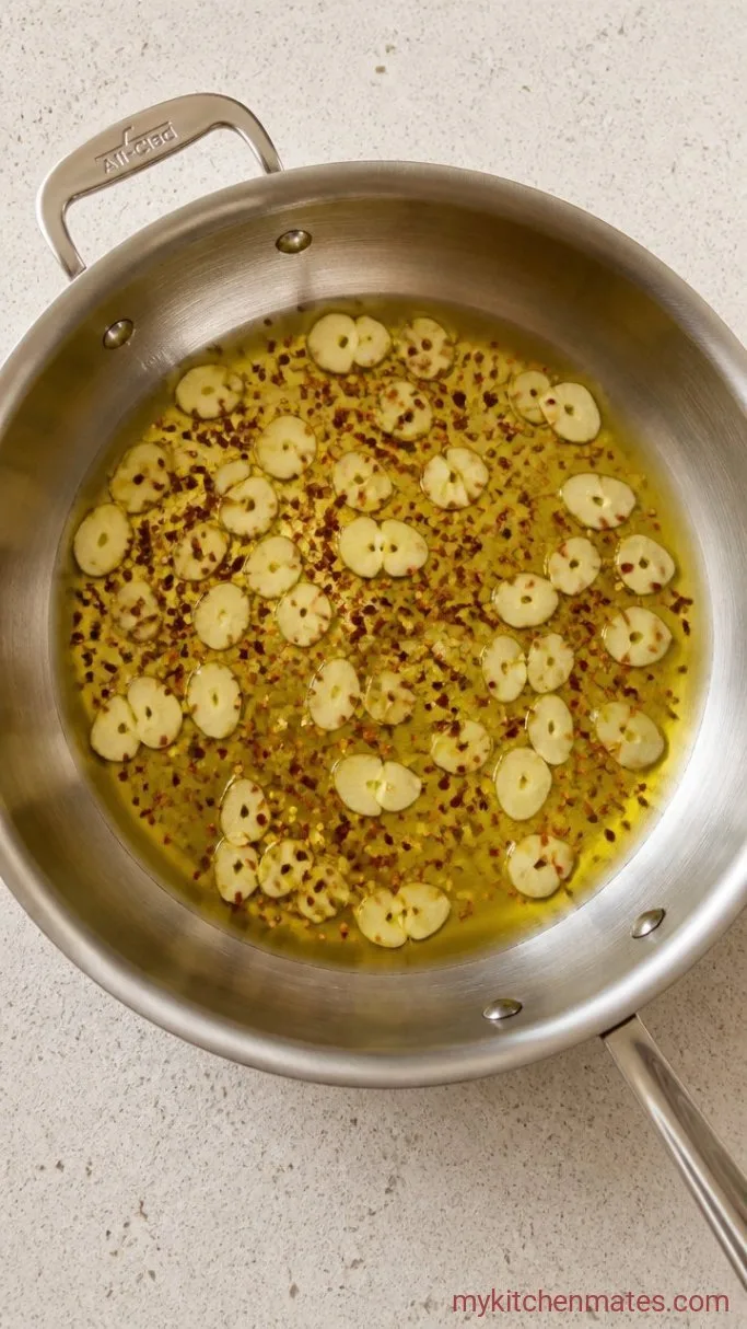 Step 1: Sizzle the Garlic and Chili