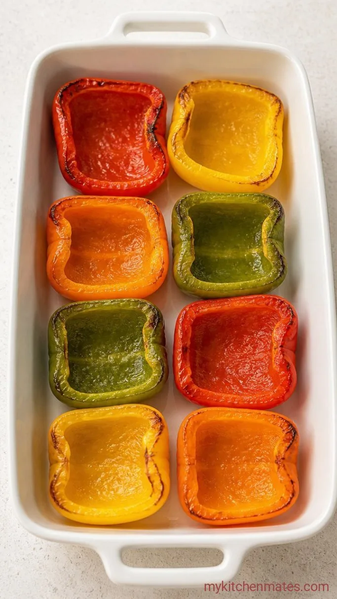 Step 1: Slice and Par-Bake the Peppers