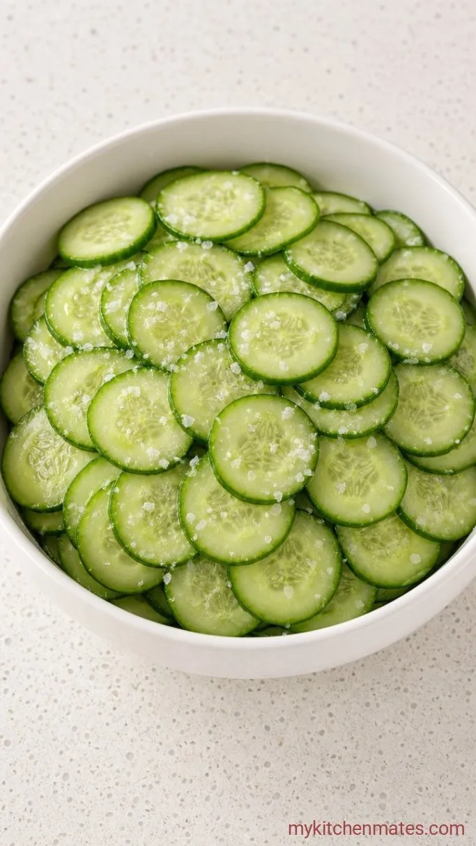 Step 1: Slice and Salt the Cucumbers