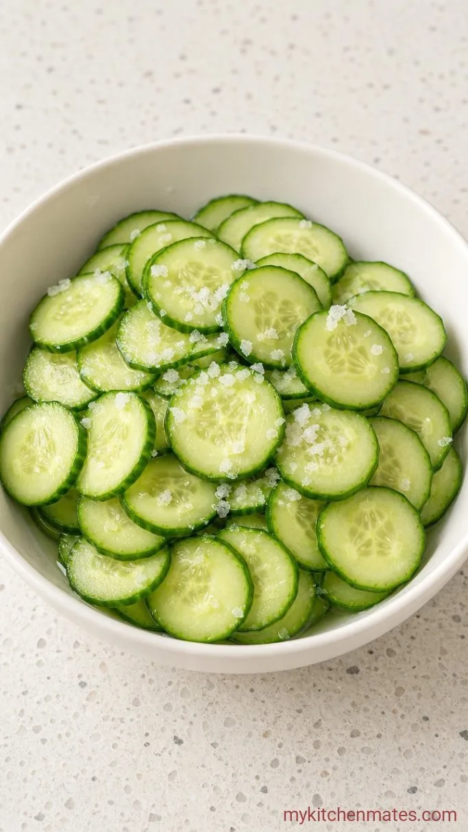 10-Minute Persian Cucumber Salad Step 1: Slice and Salt the Cucumbers