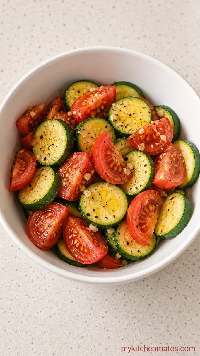 Quick Cheesy Zucchini Tomato Bake Step 1: Slice and Season the Vegetables