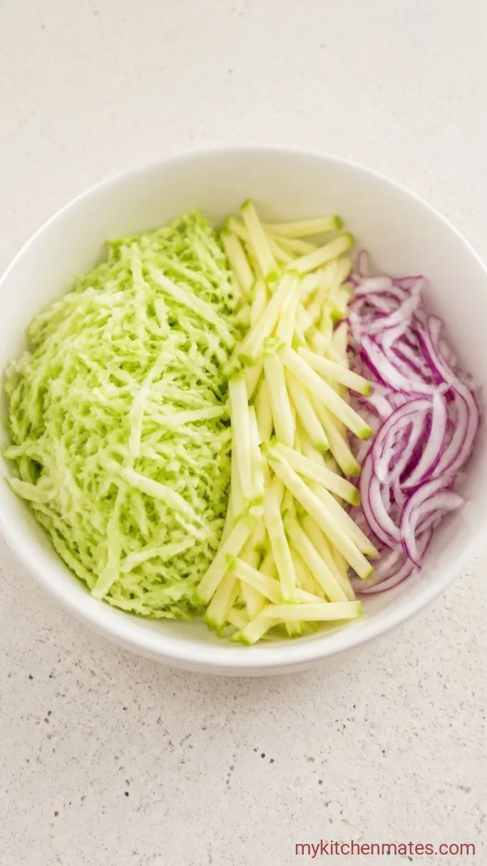 10-Minute Cabbage and Apple Slaw Step 1: Slice the Cabbage and Apple