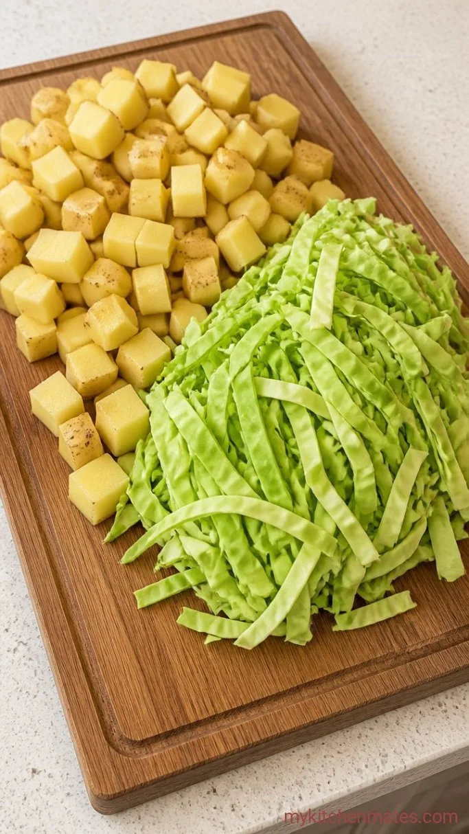 Step 1: Slice the Cabbage and Potatoes