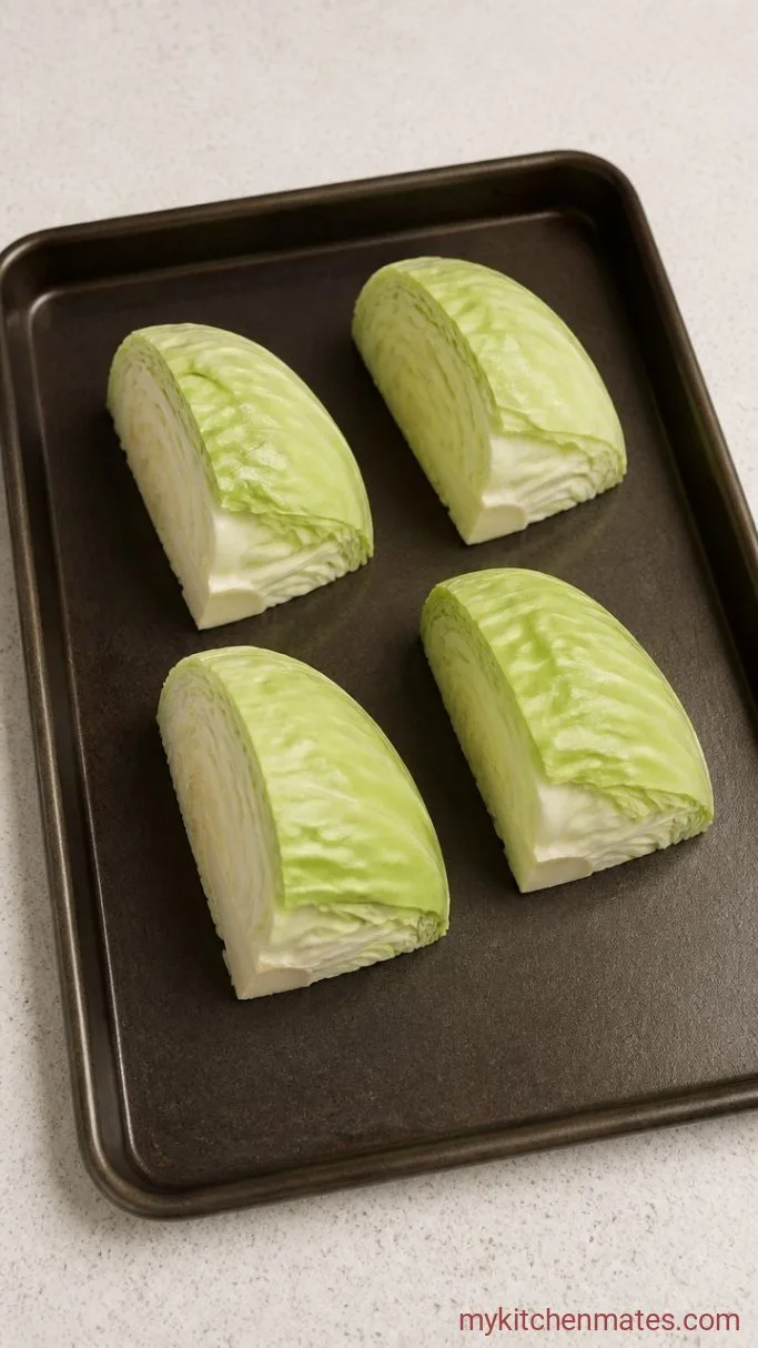 Garlic Parmesan Roasted Cabbage Wedges Step 1: Slice the Cabbage into Wedges