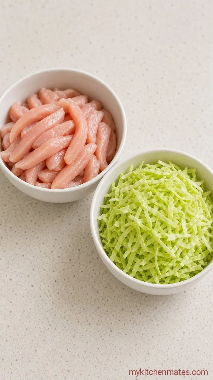 Step 1: Slice the Chicken and Cabbage