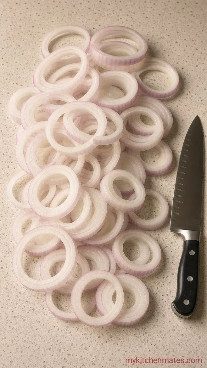 Crispy Gluten Free Onion Rings (Fried or Baked) Step 1: Slice the Onions