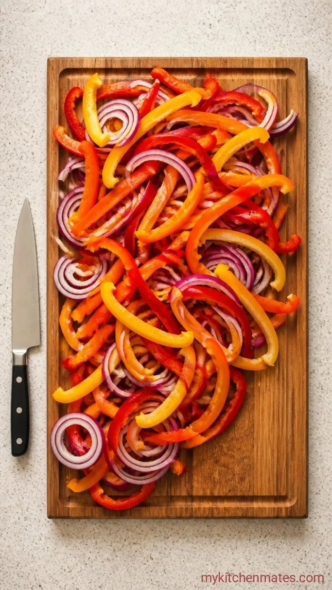 Step 1: Slice the Peppers and Onions