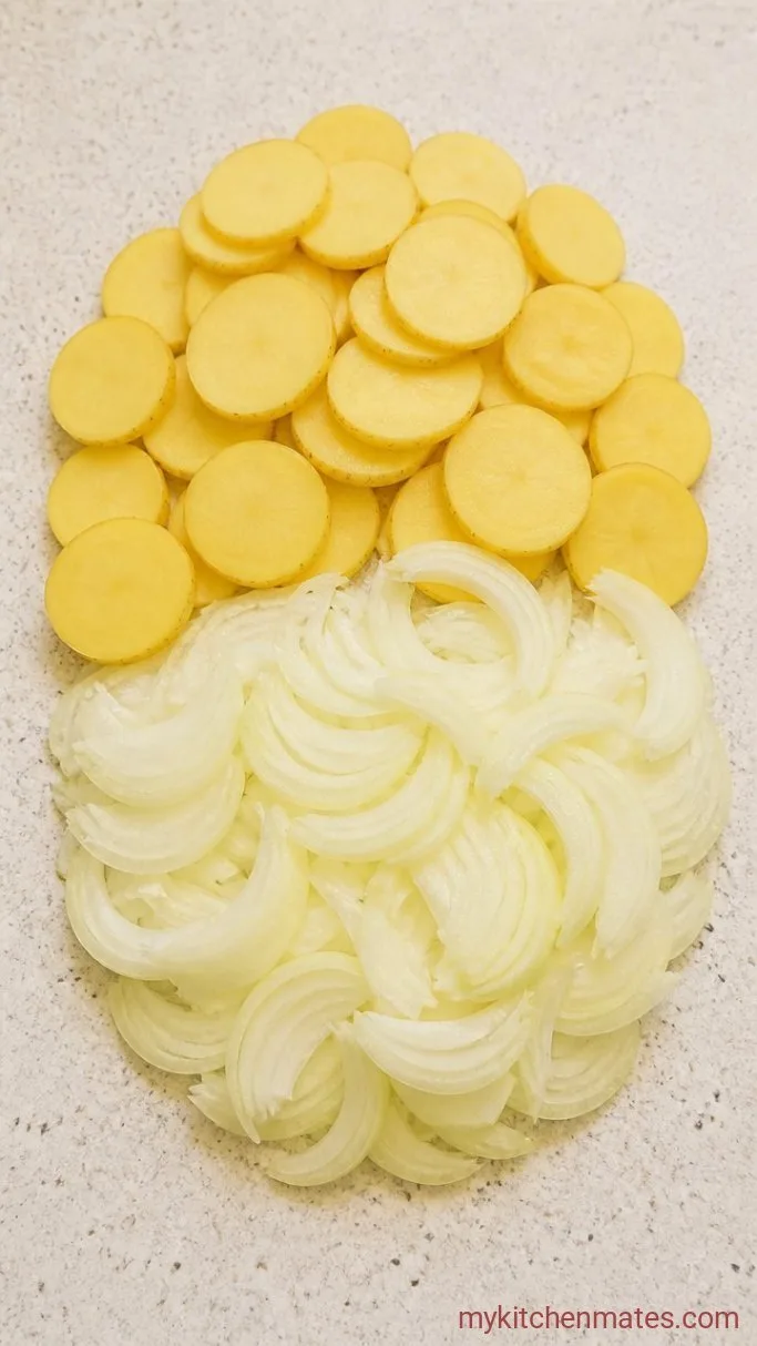 Step 1: Slice the Potatoes and Onions