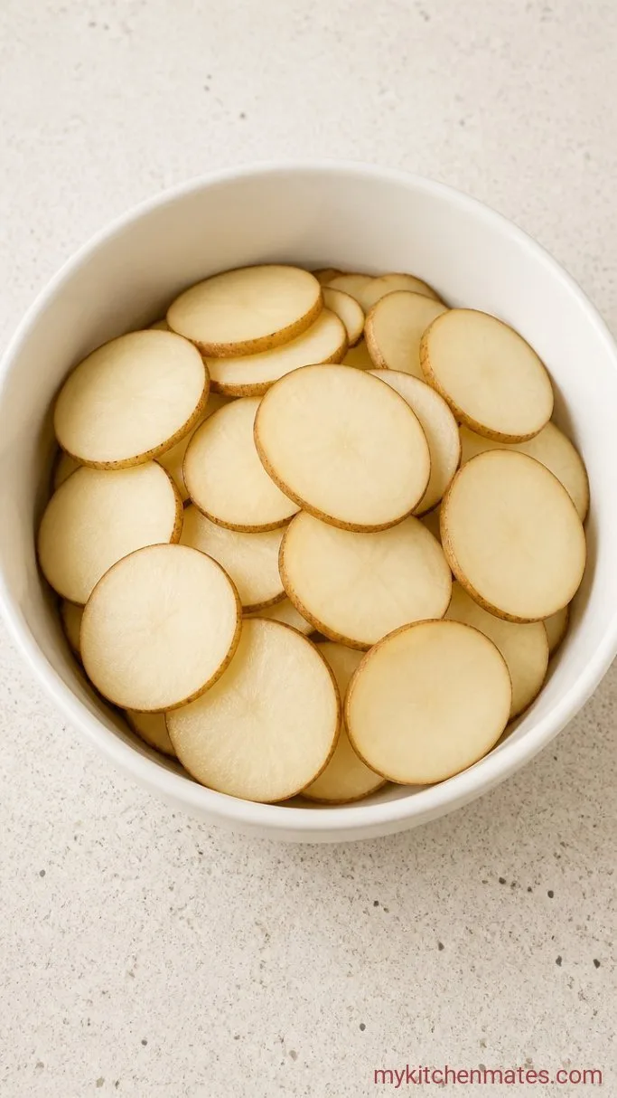Crispy Air Fryer Potato Chips (Ready in 15 Minutes) Step 1: Slice the Potatoes Thin