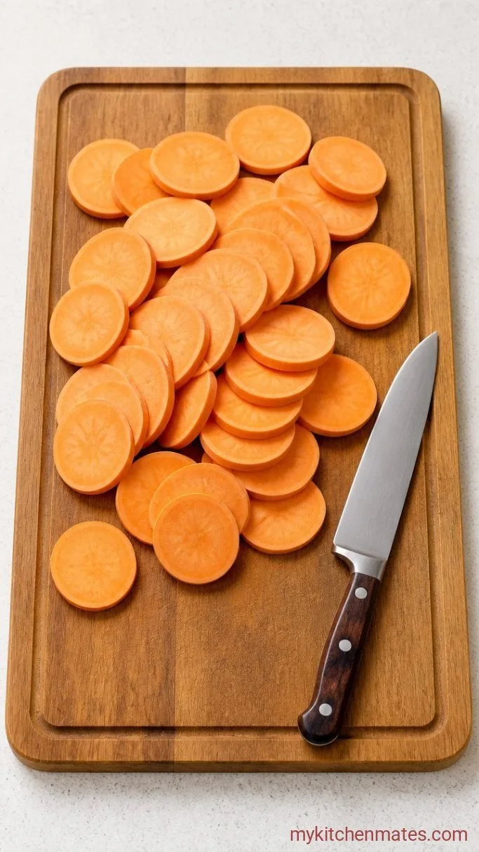 Step 1: Slice the Sweet Potatoes