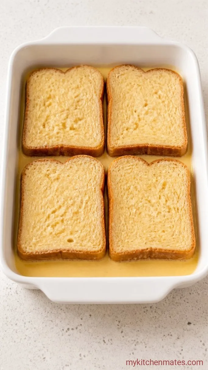 Caramelized Bananas Foster French Toast Step 1: Soak the Bread