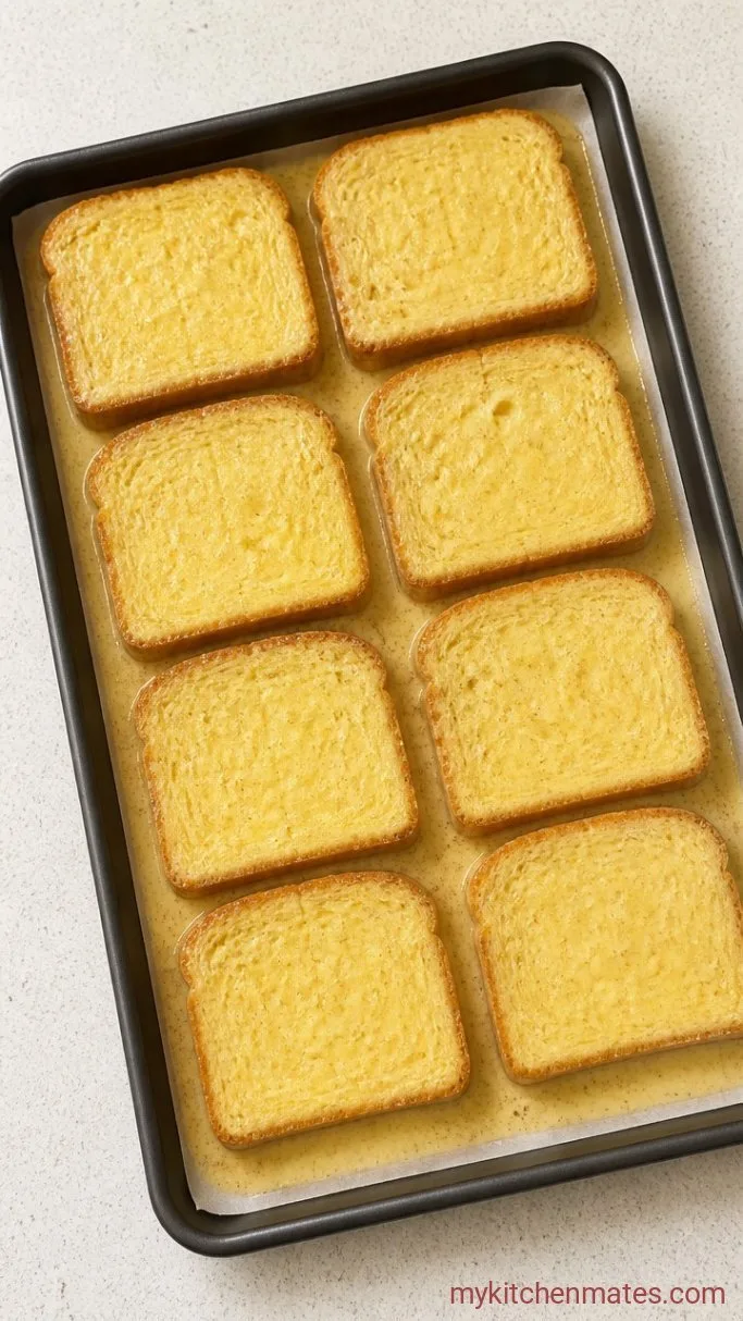 Crispy-Edged Sheet Pan French Toast for a Crowd Step 1: Soak the Bread