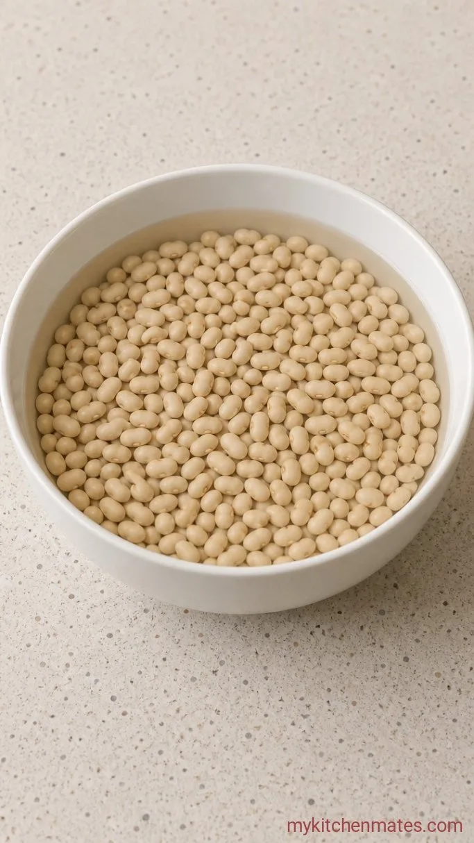 Classic Navy Bean Soup with Smoked Ham Step 1: Soak the Navy Beans