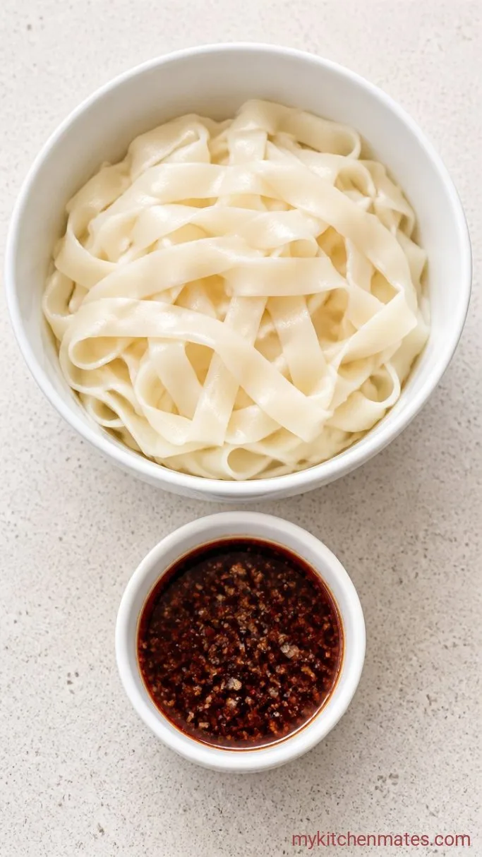 Step 1: Soak the Noodles and Mix the Sauce