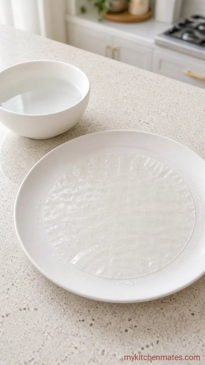 Fresh Vietnamese Summer Rolls with Easy Peanut Sauce Step 1: Soften the Rice Paper
