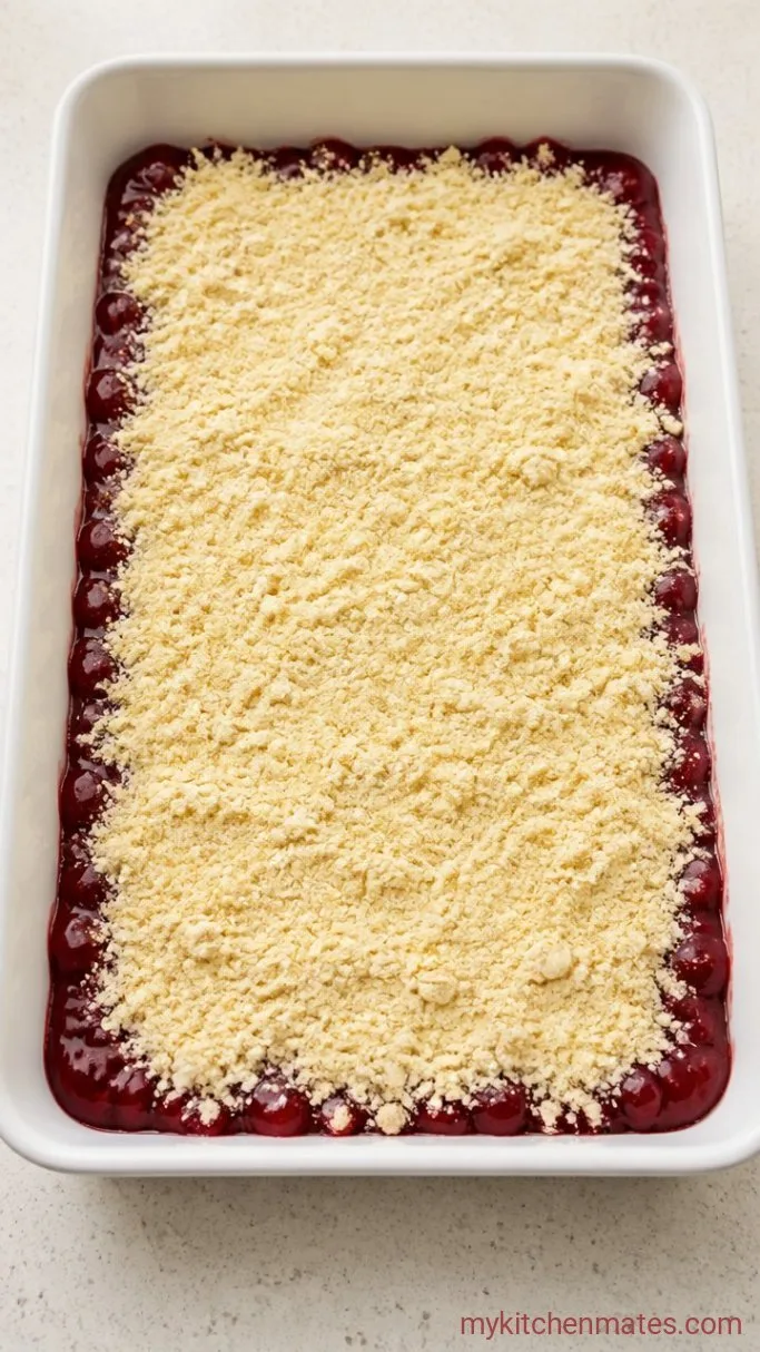 Step 1: Spread the Fruit and Cake Mix