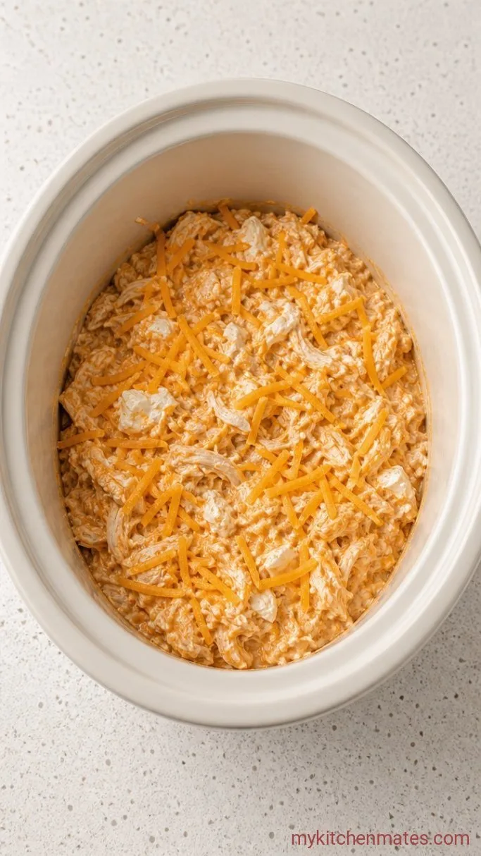 Easy Crockpot Chicken Wing Dip (Buffalo Style) Step 1: Stir Together the Base
