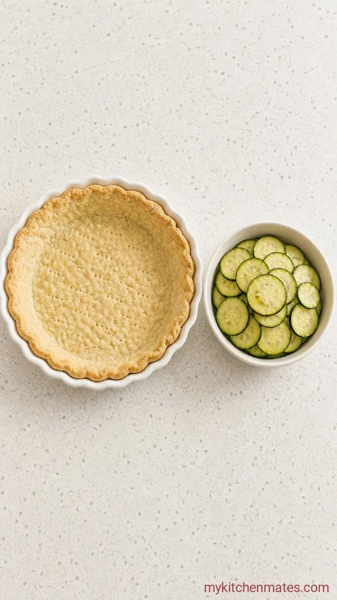 Step 1: Sweat the Zucchini and Blind Bake the Crust