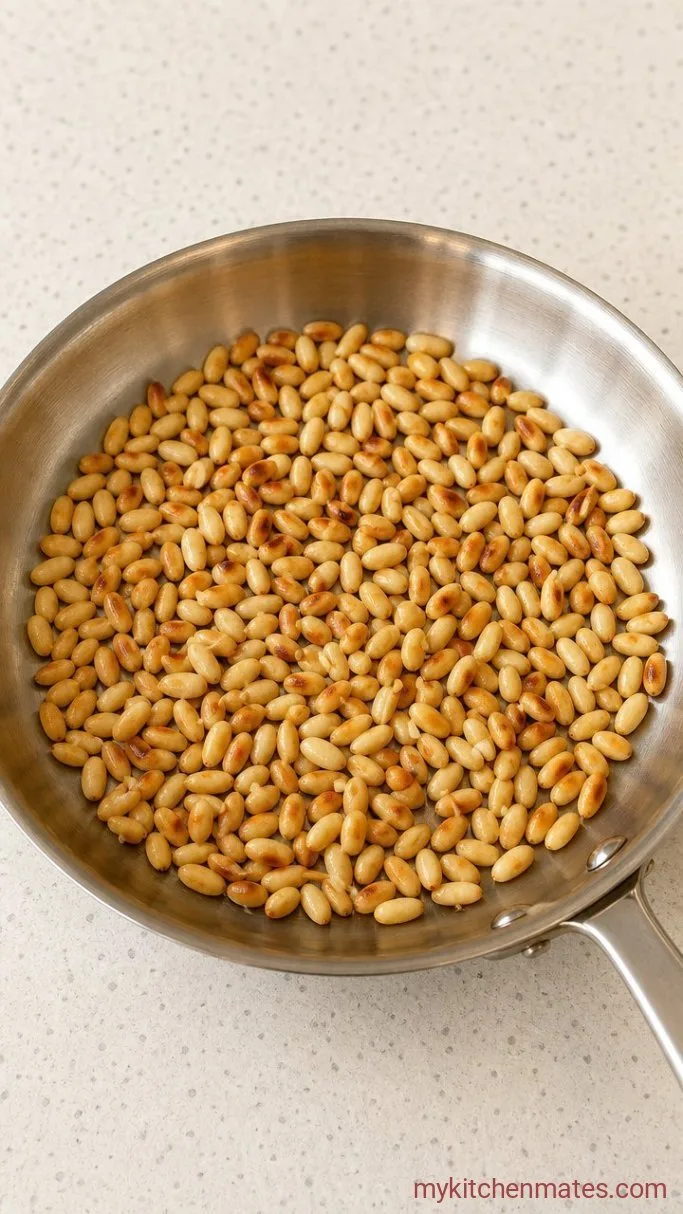 20-Minute Green Pesto Pasta with Bright, Fresh Basil Step 1: Toast the Pine Nuts