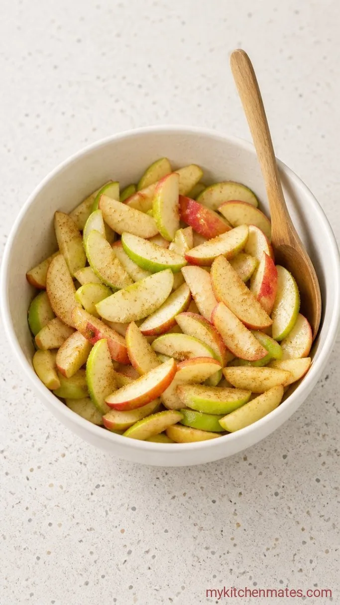 Dairy-Free Apple Crisp with Crisp Oat Topping Step 1: Toss the Apples