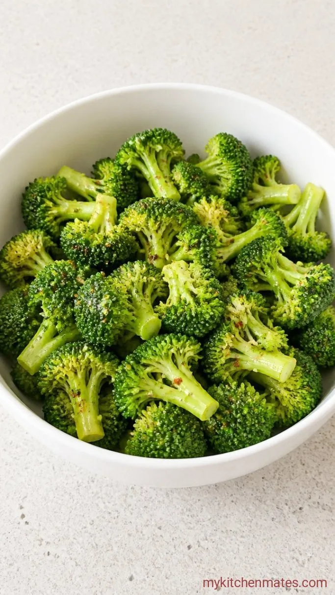 Crispy Air Fryer Broccoli in 10 Minutes Step 1: Toss the Broccoli with Oil and Seasonings