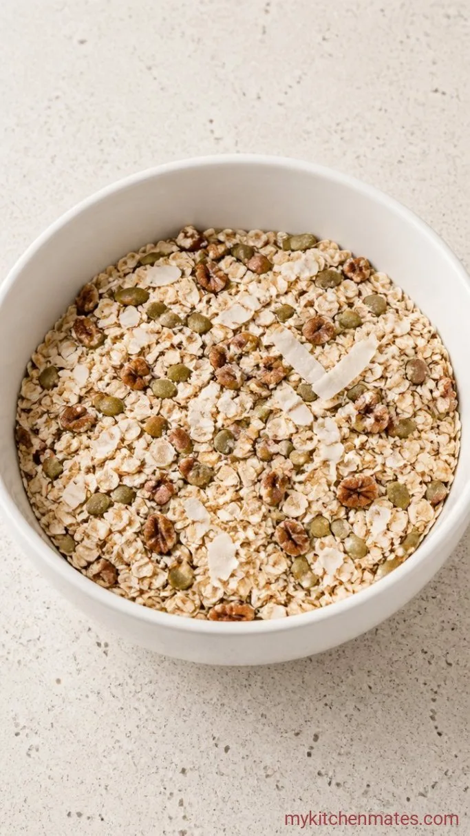 Crispy Low Sugar Granola (So Much Crunch, So Little Sweet) Step 1: Toss the Dry Ingredients