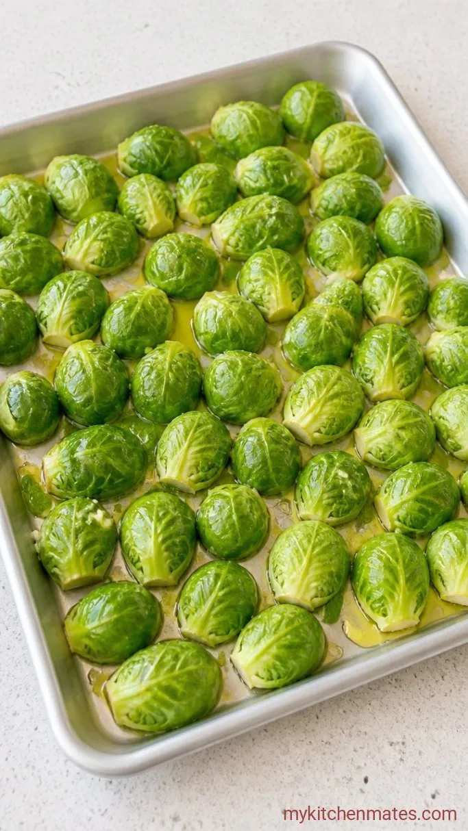Step 1: Toss the Sprouts with Oil and Garlic