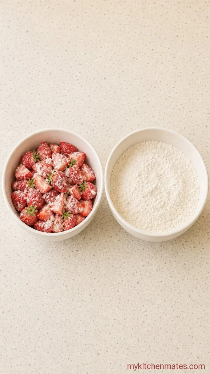 Step 1: Toss the Strawberries and Mix the Dry Ingredients