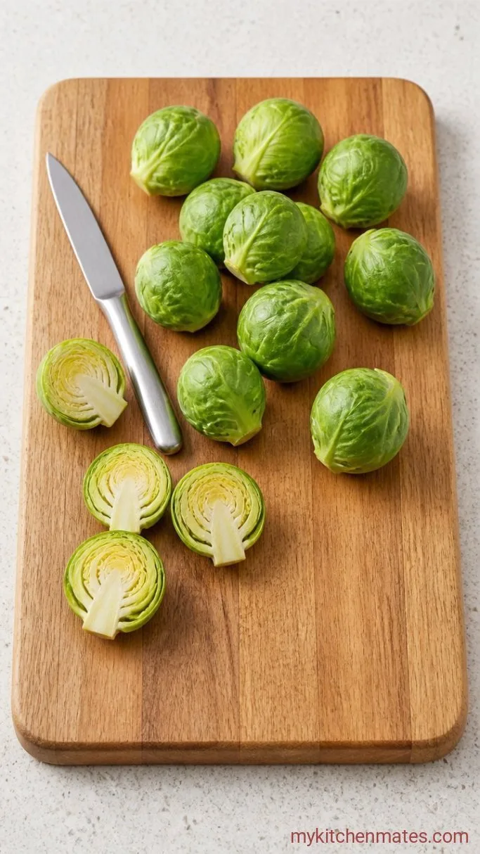 Step 1: Trim and Halve the Sprouts