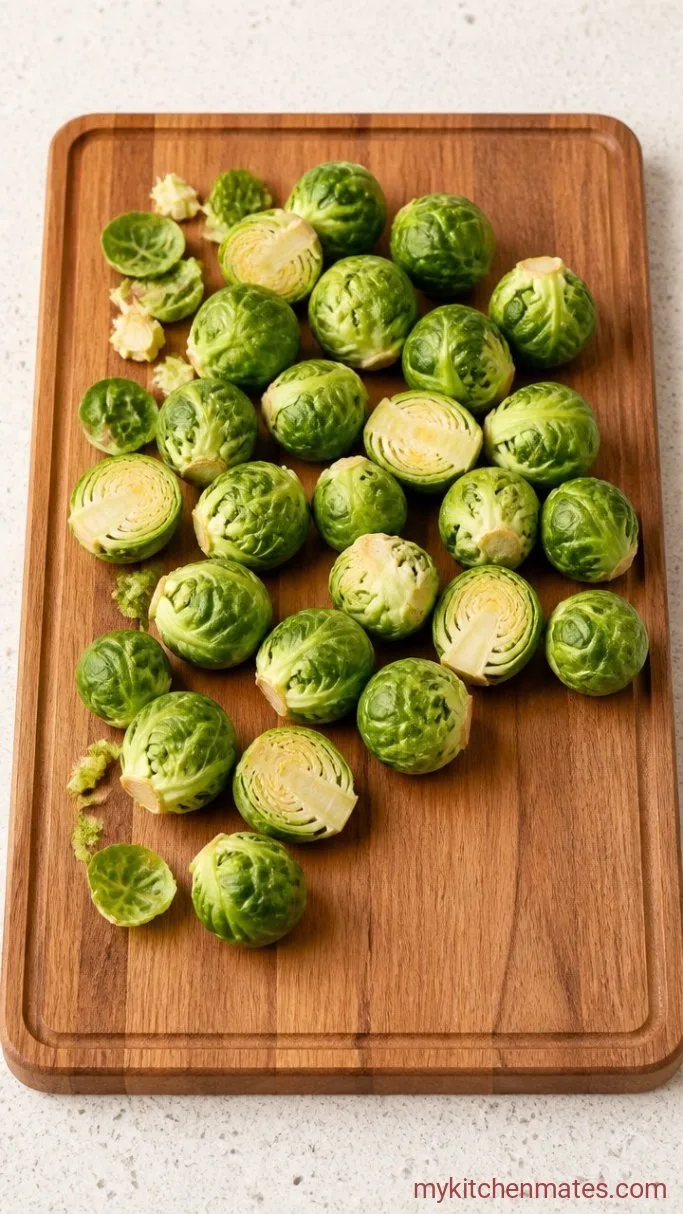 Tender Steamed Brussels Sprouts with Garlic Butter Step 1: Trim and Halve the Sprouts