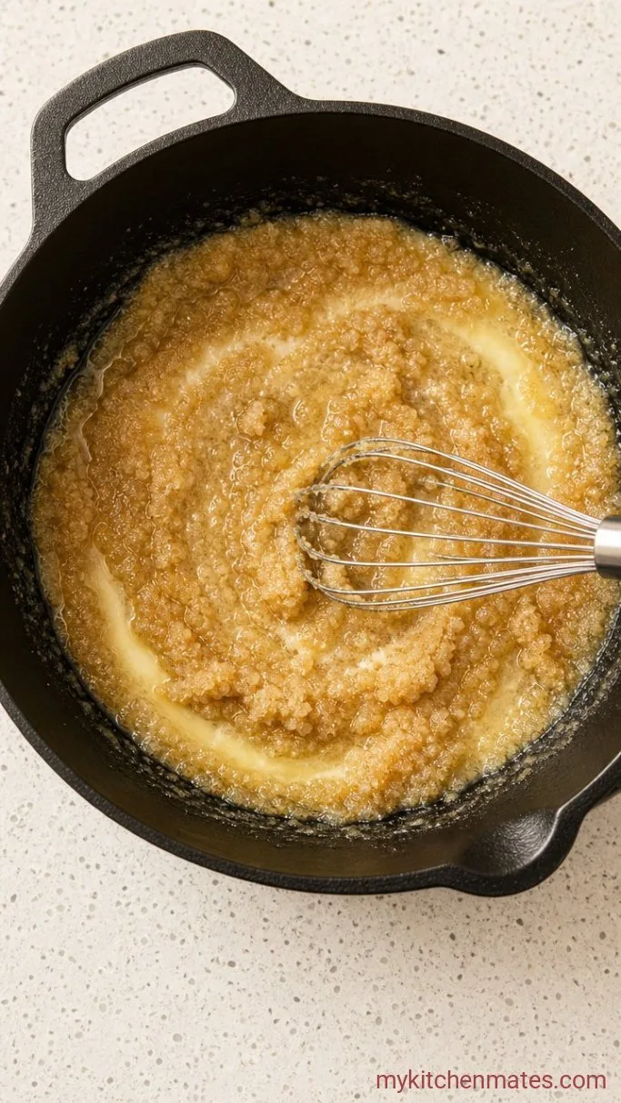 Giant Gooey Cast Iron Skillet Cookie Step 1: Whisk the Butter and Sugars