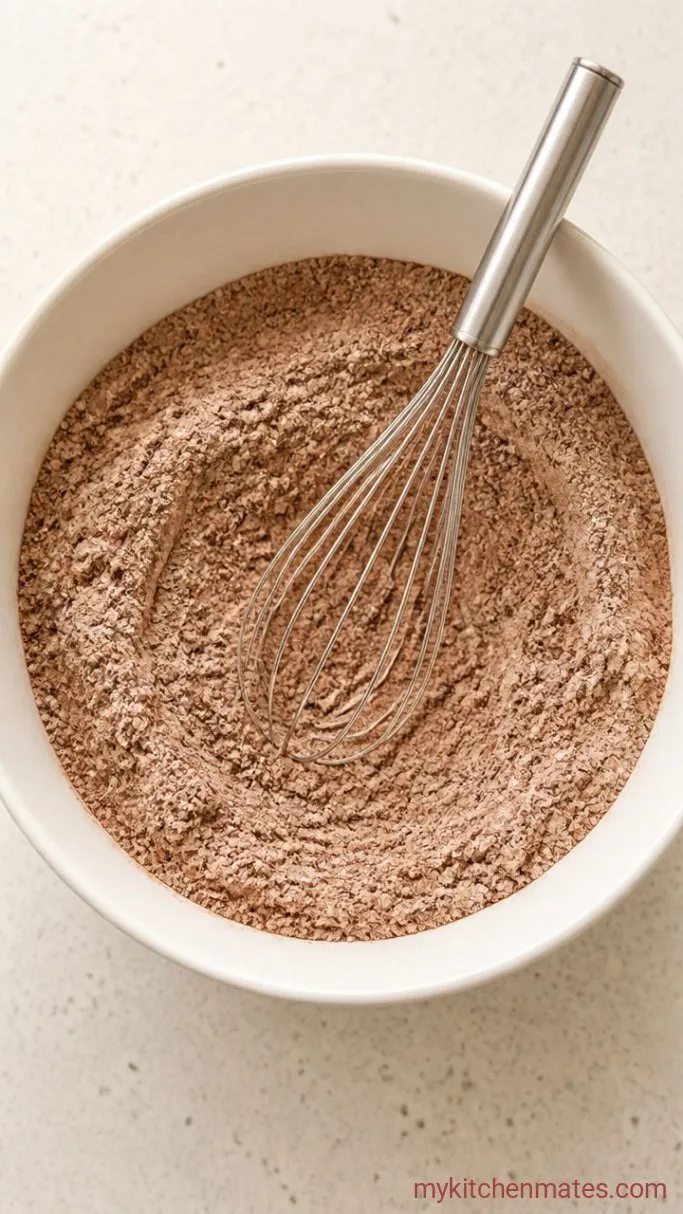 Fudgy Gluten Free Chocolate Cake (One Bowl) Step 1: Whisk the Dry Ingredients