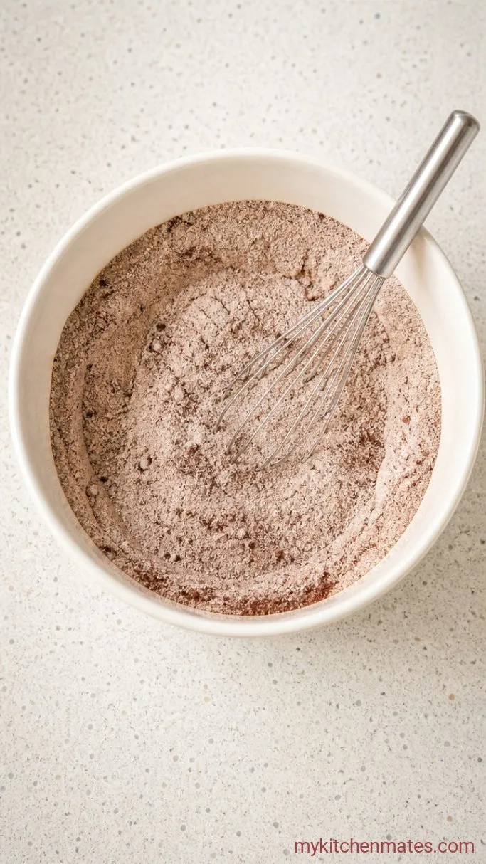 Moist Gluten Free Red Velvet Cake with Cream Cheese Frosting Step 1: Whisk the Dry Ingredients
