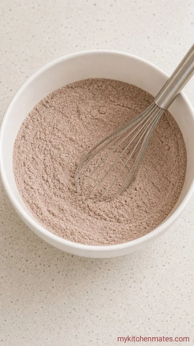 Rich Chocolate Cream Cake with Whipped Cream Frosting Step 1: Whisk the Dry Ingredients