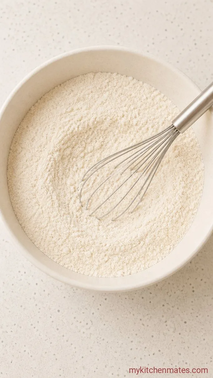 Soft & Tender Vanilla Blueberry Cake Step 1: Whisk the Dry Ingredients